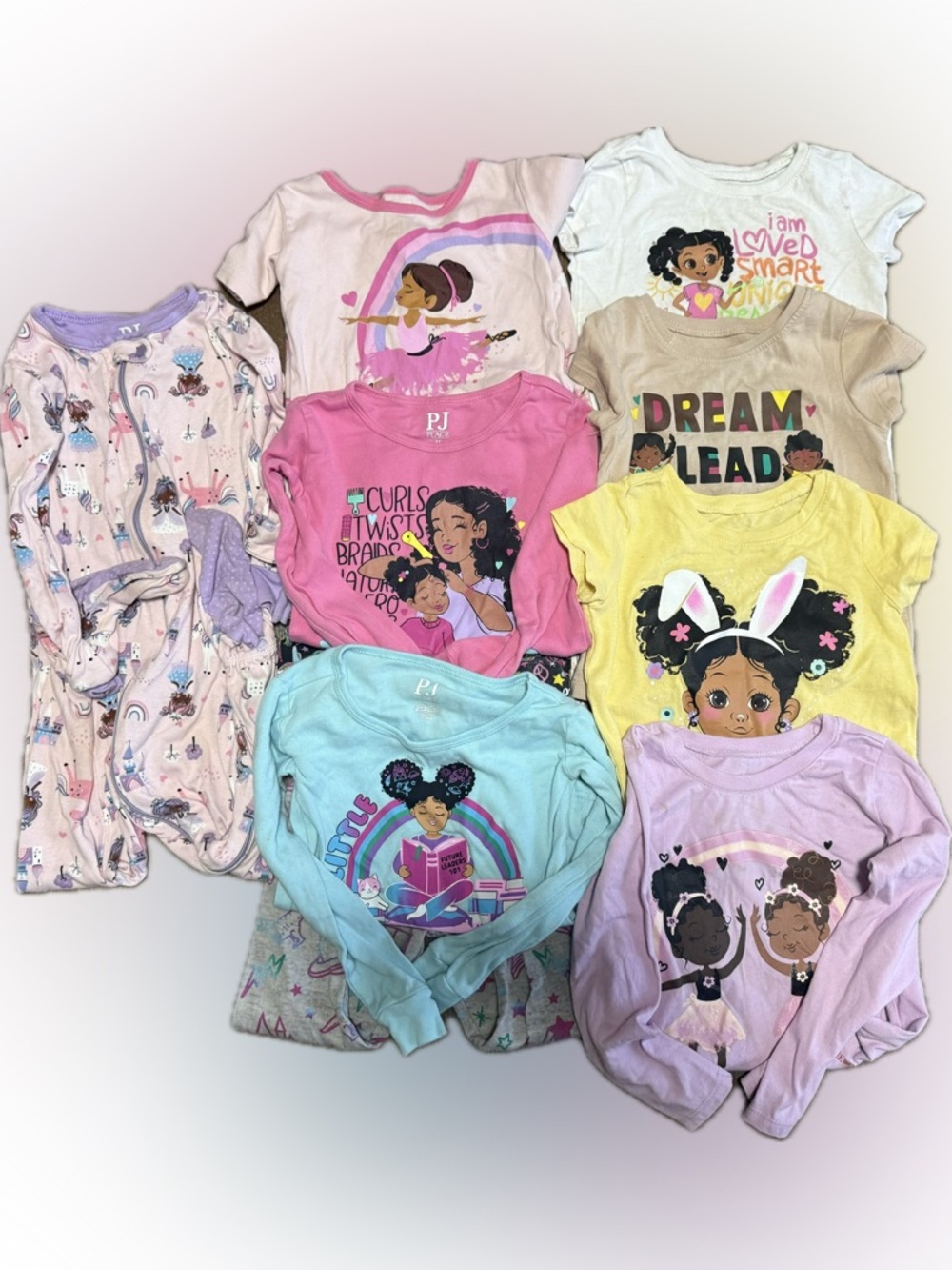 Girls SIZE 2T Multi-Graphic Pajamas and Graphic Tees Bundle
